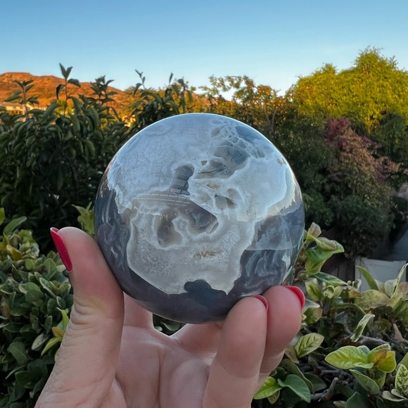 Quartzy Colorful Moss Agate Sphere - Picture 4 of 9